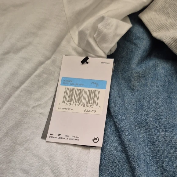 Nike White V-Neck Short Sleeve Tee with Maroon Graphic and Yellow Logo - Picture 2 of 2